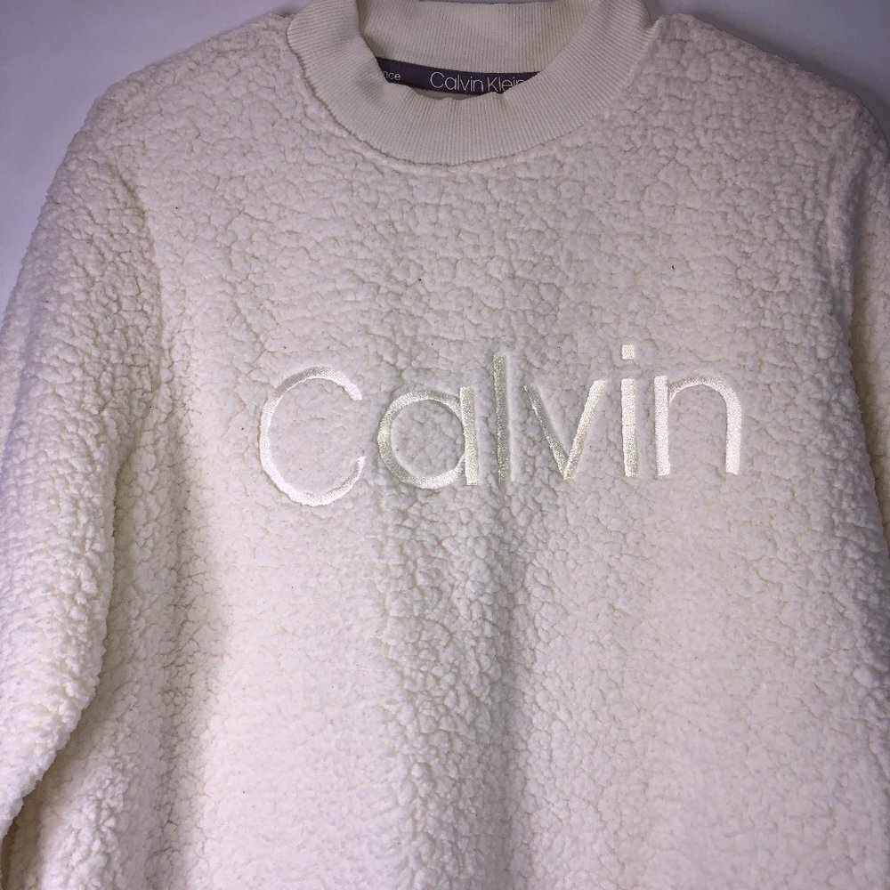 đ
șCALVIN Klein Sherpa Teddy Crewneck Sweater XL - Picture 2 of 9